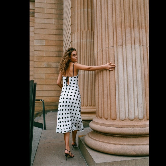 hansen gretel milena silk dress black spot M New - Picture 4 of 8